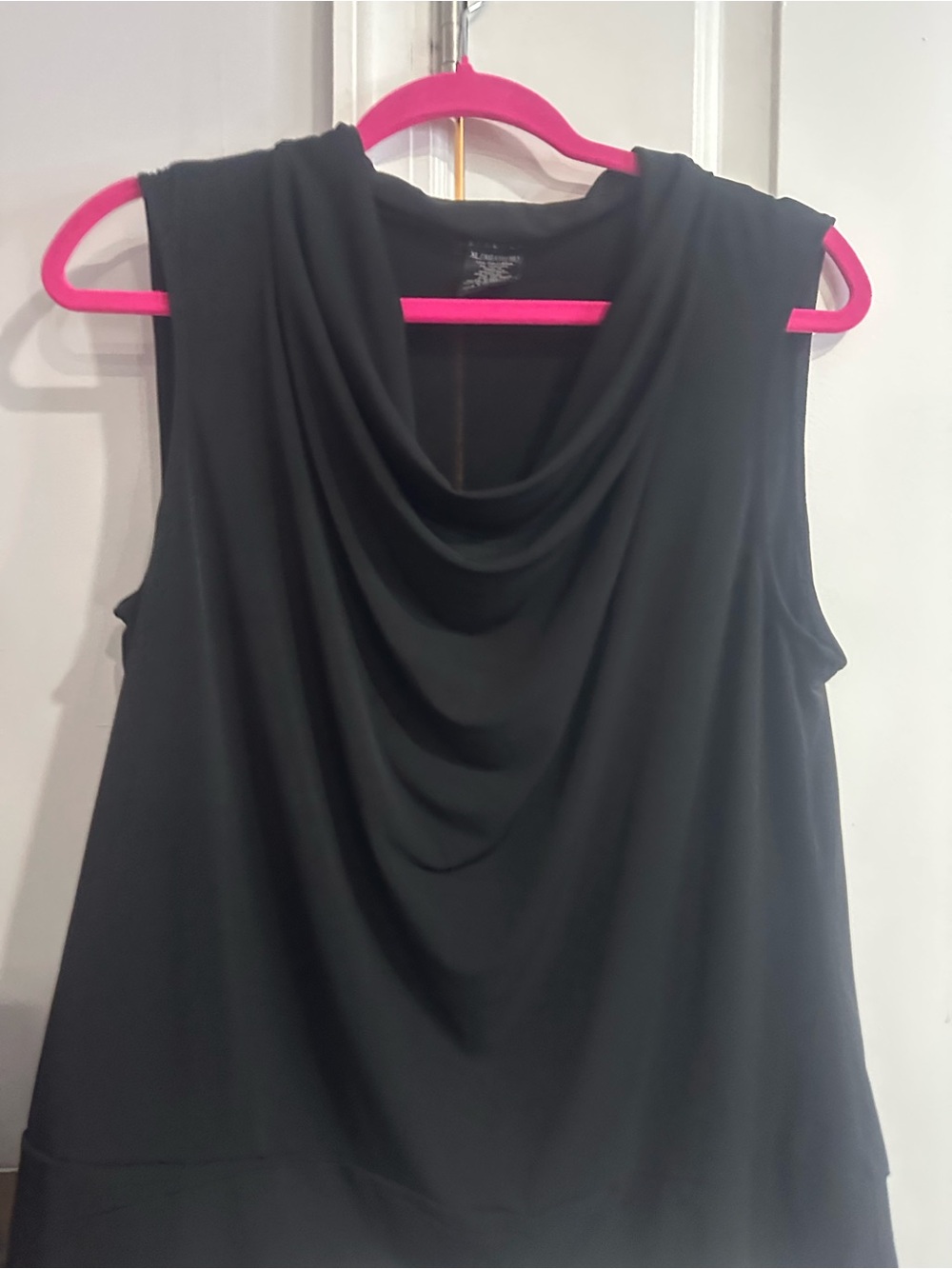 Sleeveless Black Drape Neck Women's Top